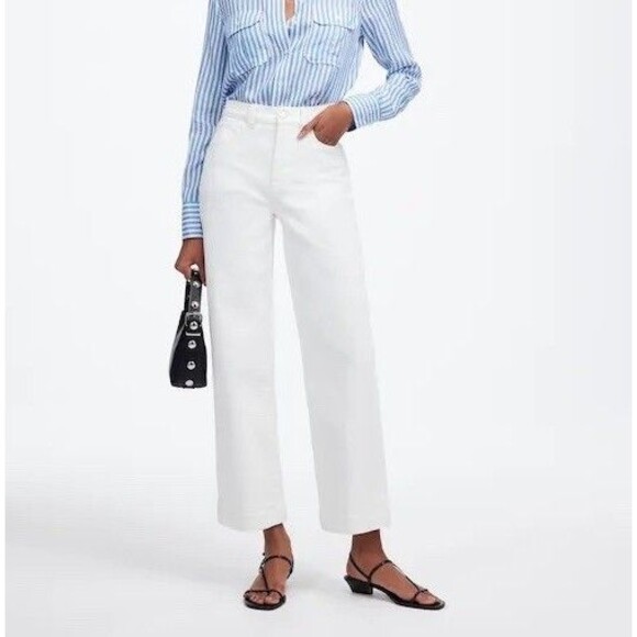 Madewell The Tall Perfect Vintage Wide-Leg Crop Jeans Womens Size 33T Tile White - Picture 1 of 11